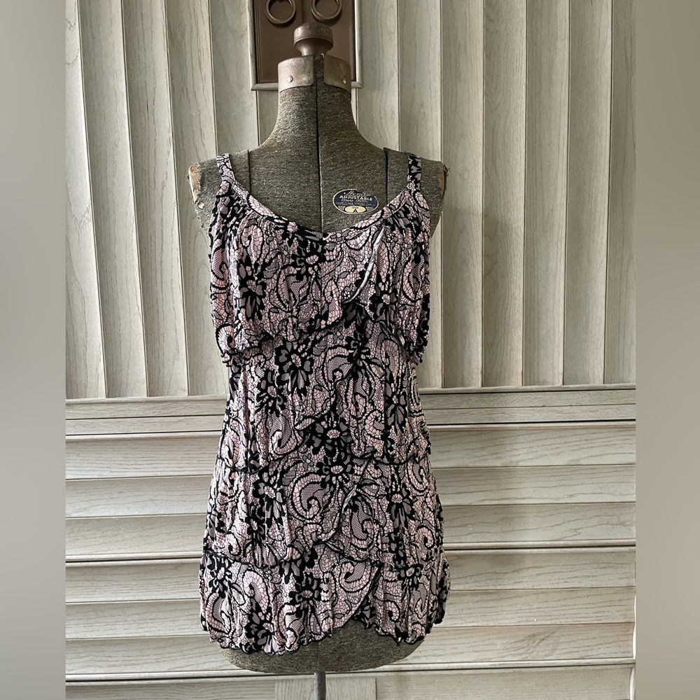INC International Concepts Black and Pink Lace Camisole